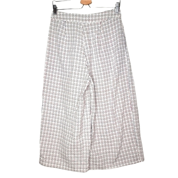 FARROW Fran Pleated High Rise Trousers Checked Jacquard Gaucho Women Medium Red - Picture 7 of 13